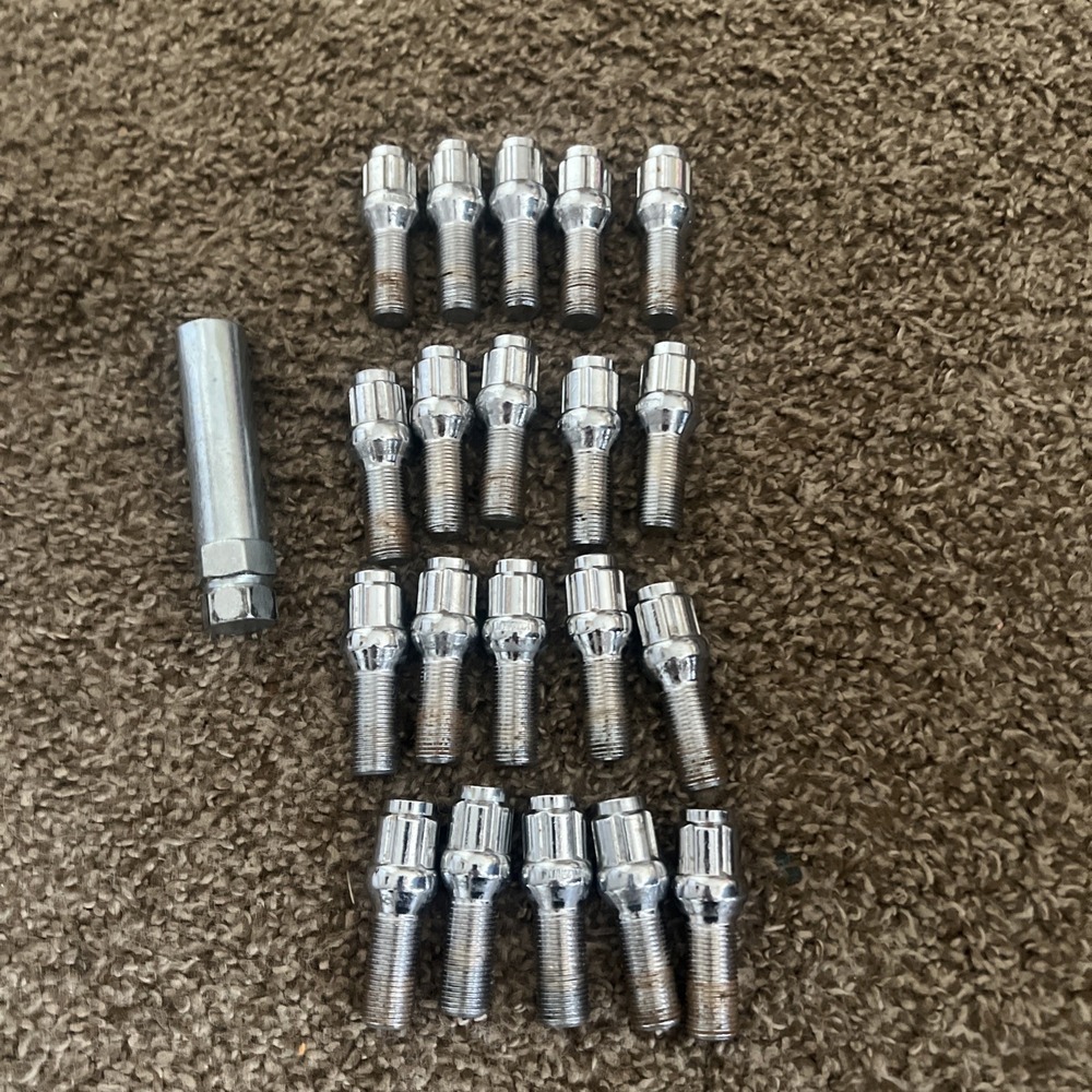20 Lug Bolts 14x1.25 Chrome Conical 6-Spline Stud Bolt One Key/Tool TR1